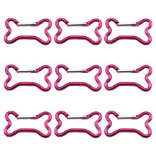 9 Stück Knochenform Federschnappclip Aluminium-rosa Farbe