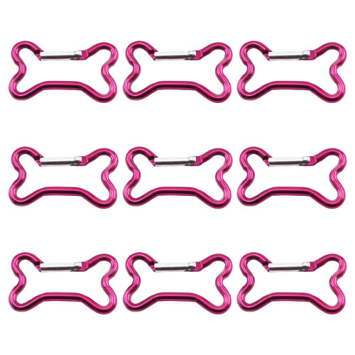 9 Stück Knochenform Federschnappclip Aluminium-rosa Farbe