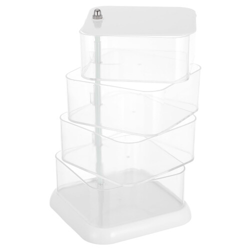 Clear Rotatable Jewelry Organizer Box – 4-Layer Plastic