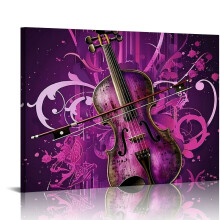 Quadro em tela com violino, 50x40cm