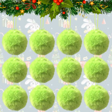Lime Green Furry Christmas Ornaments, 12 pcs, 6 cm