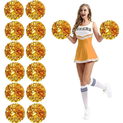 12 Μεταλλικά πομ πομ για cheer – 26cm & 30cm, πλαστικό PET,