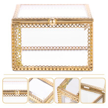 Glass Jewelry Box with Brass Trim – 1 Piece