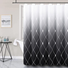 Black & White Geometric Ombre Shower Curtain 72x72 with