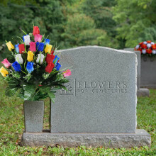 Silk Cemetery Flowers Bouquet: Red Lilies, White Daisies &