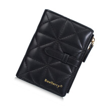 Secure Zippers Wallet Quilted Design PU Leather Abundant-Black