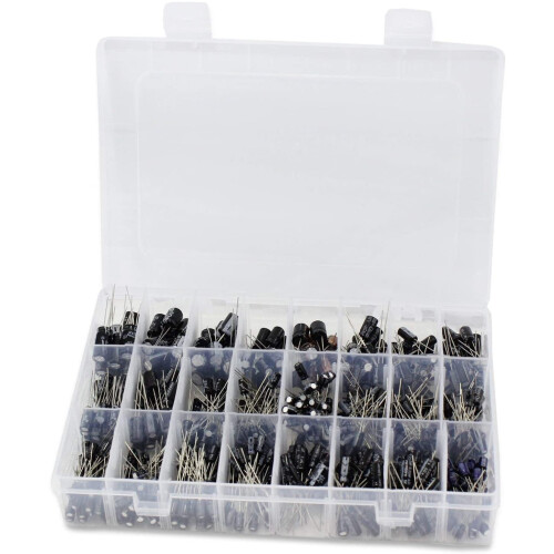 Kit com 500 capacitores eletrolíticos de alumínio de 0,1 a 1000 µF 1