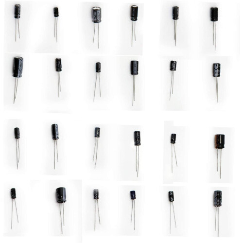 Kit com 500 capacitores eletrolíticos de alumínio de 0,1 a 1000 µF 2