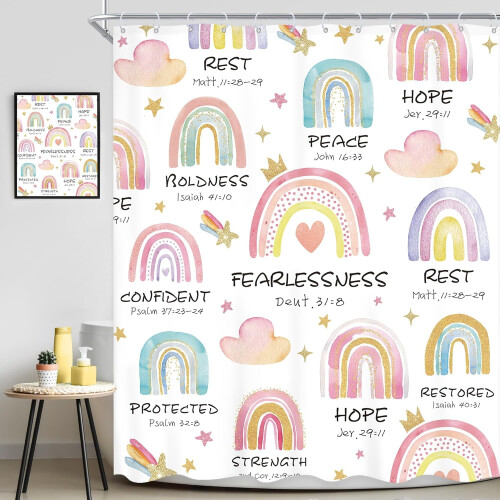 Rainbow Shower Curtain 72x72 in Polyester 1