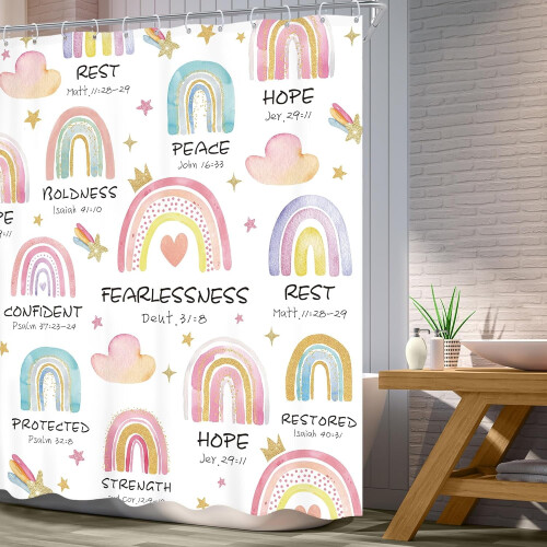 Rainbow Shower Curtain 72x72 in Polyester 2