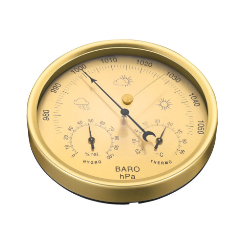 3-i-1 barometer termometer hygrometer, rustfrit stål, 2
