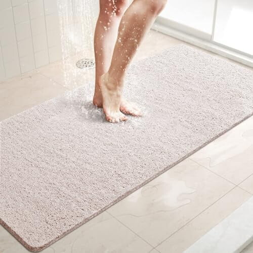 Tapete de Banho Antiderrapante de PVC com Bucha Vegetal 47x16 polegadas