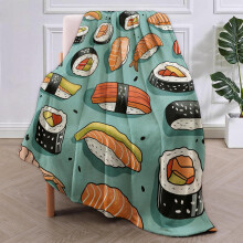 Flanellæppe med sushi-mønster 122x152 cm