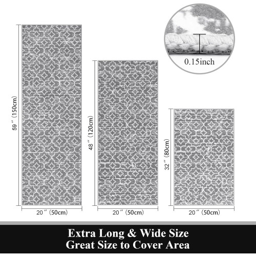 3-Piece Kitchen Rug Set with Runner – Boho Farmhouse Style 1