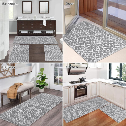 3-Piece Kitchen Rug Set with Runner – Boho Farmhouse Style 2