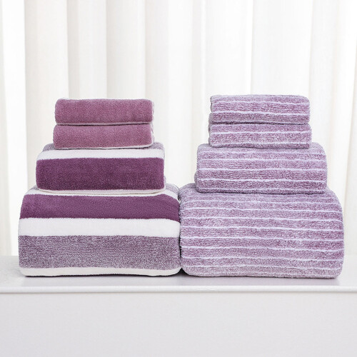 Ensemble de 8 serviettes de bain Elailye – Douces, absorbantes, violettes 1