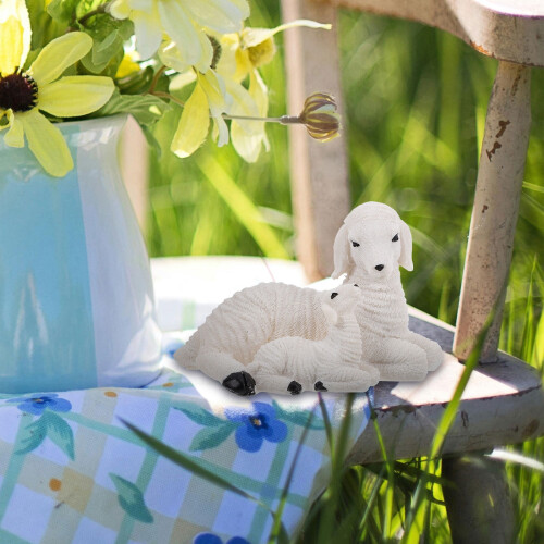 Resin Mini Sheep Figurine 12cm White Decor 1