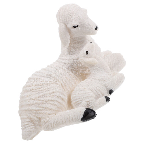 Resin Mini Sheep Figurine 12cm White Decor 2