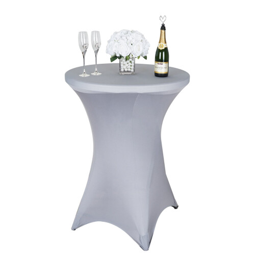 Cocktail Spandex Table Cover 36 in Silver 2