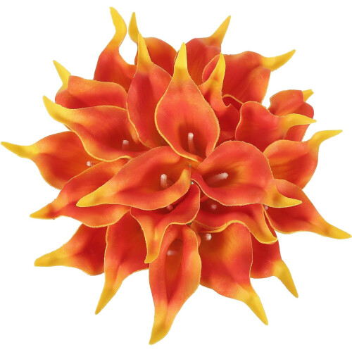 10pcs 13.4in Real-Touch PU Calla Lilies – Sunset