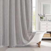 Boho Farmhouse Shower Curtain Grey 36x72 in