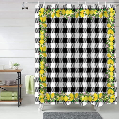 Polyester Shower Curtain with Hooks 36 x 72 in