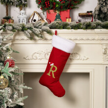 Red Velvet Monogram Christmas Stockings (26 Letters)
