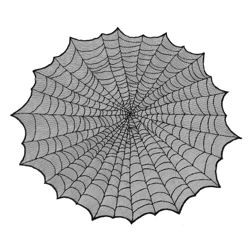 50" Round Black Gothic Halloween Tablecloth 1