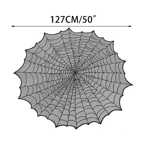 50" Round Black Gothic Halloween Tablecloth 2