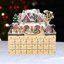 Houten kerstkalender met 24 lades
