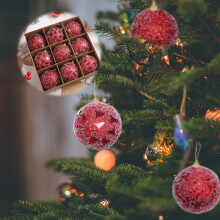 Stijggn 9-Piece Red Foam Christmas Baubles