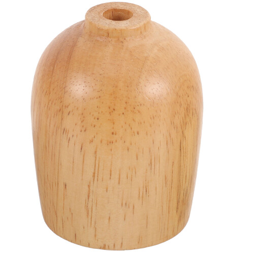 Base de madeira marrom para luminárias de mesa e de chão.