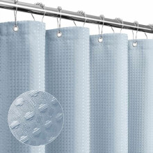 Waffle Weave Shower Curtain 36 x 72 in Fog Blue