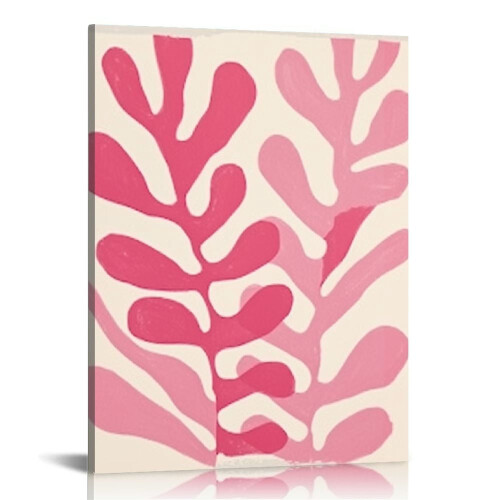 Framed Pink Abstract Canvas Art – Wooden Frame, Ready to