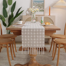 Cotton Linen Table Runner 13 x 72 in Rustic Boho