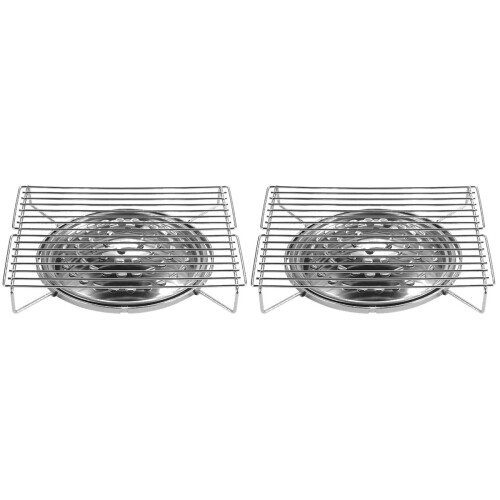 2Pcs Silver Portable Bbq Grill Stainless Steel Rustproof Easy Clean 1