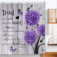 Farmhouse Flower Shower Curtain Set 47x64 in with Hooks