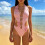 Maillot de bain une pièce avec perles et fleurs pour-Rose M 7