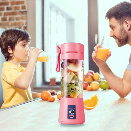 Handheld Blender USB Rechargeable 6-Blade Pink 1