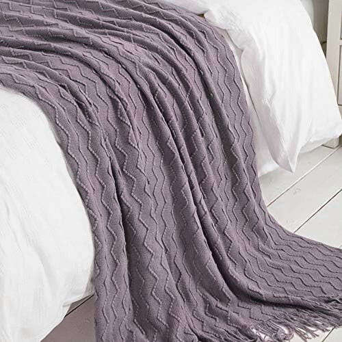 Dark Lavender Acrylic Throw Blanket 50 x 90 in 2