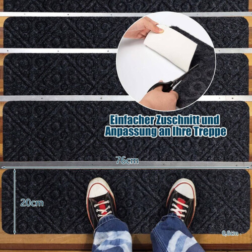 Antislip traptreden, 15 stuks, 76x20 cm, grijs 2
