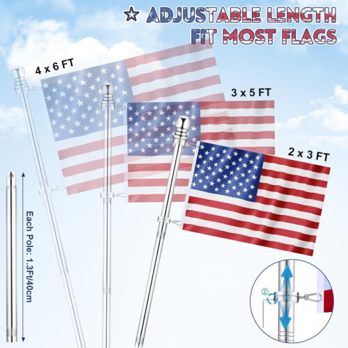 5 ft Stainless Steel Spinning Flagpole for 3x5 ft Flags 1
