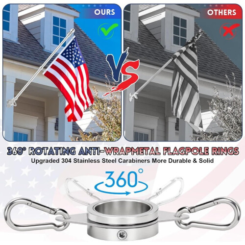 5 ft Stainless Steel Spinning Flagpole for 3x5 ft Flags 2