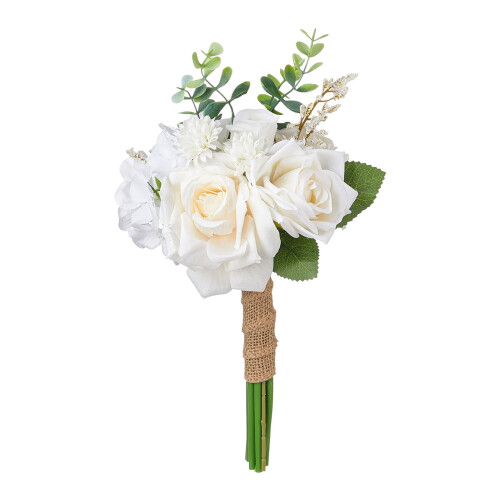 Artificial Champagne Rose Bouquet White 30x17cm 1