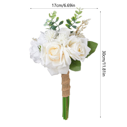 Artificial Champagne Rose Bouquet White 30x17cm 2