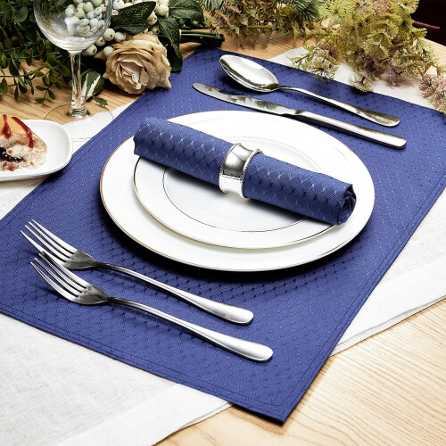4-Pack Navy Polyester Place Mats 13x19 Inch 1