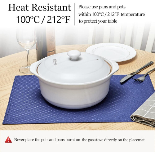 4-Pack Navy Polyester Place Mats 13x19 Inch 2