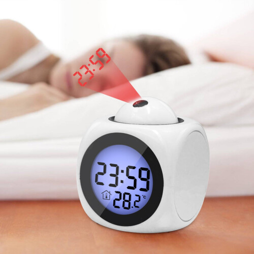 Projeksjonsvekkerklokke LED-skjerm 12 timer/24 timer temperaturstemme 2