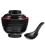 Japanese Black Ceramic Miso Soup Bowl with Lid 4