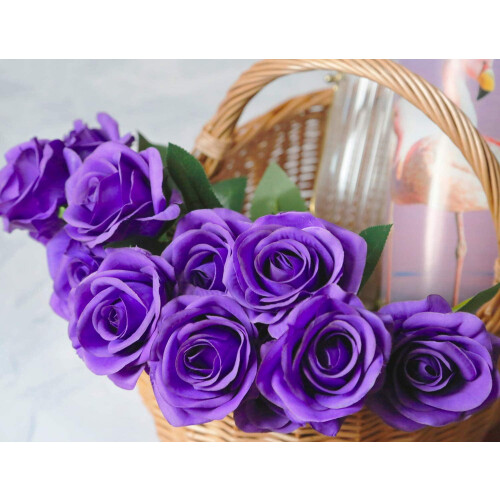 Black Silk Roses – 12 pcs, 21.2 in Long Stem 1